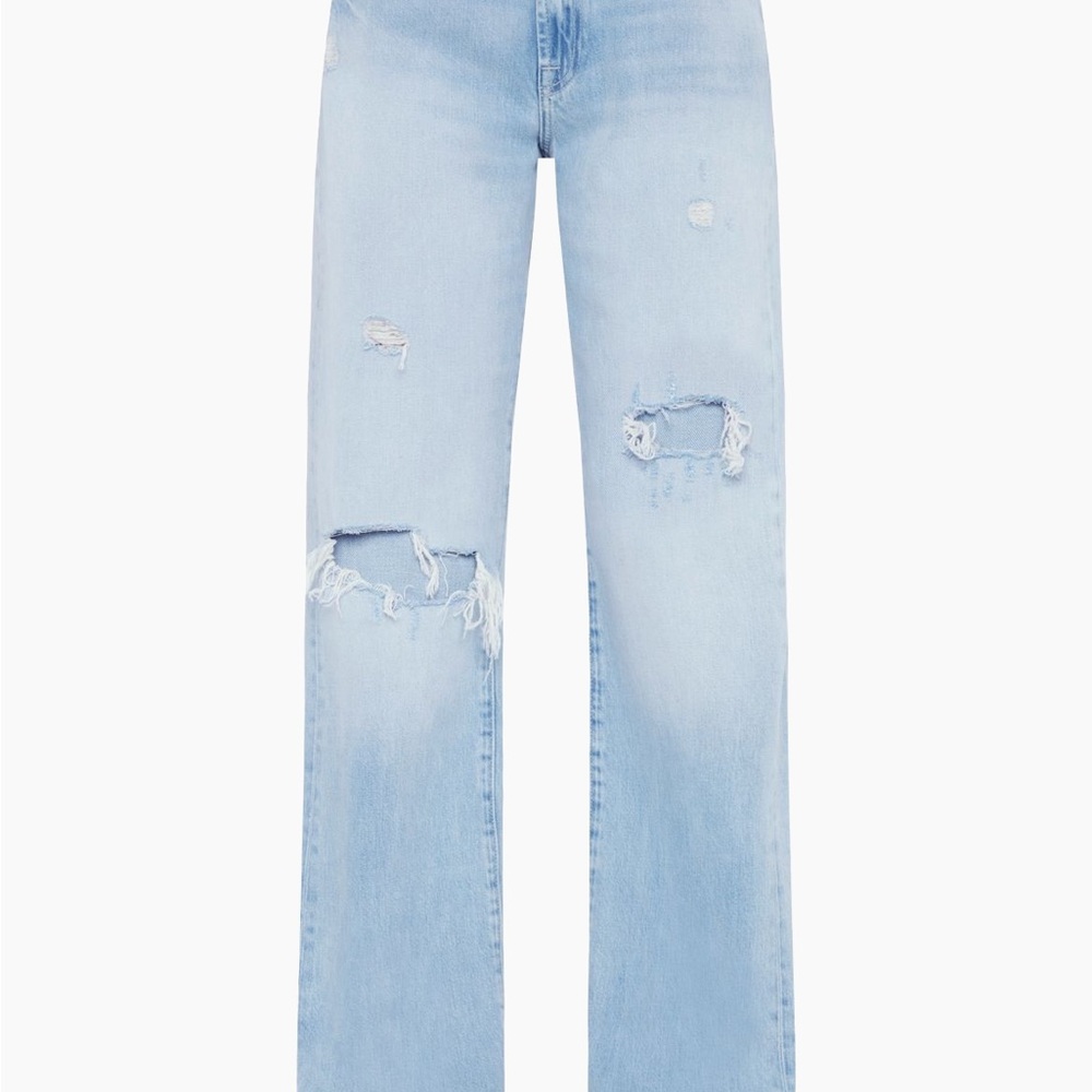 7 For AllMankind Light Blue Tess Distressed Wide Leg Women's Jeans